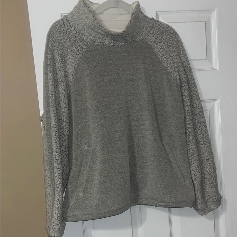 Prana Gray Turtleneck Sweater with Textured Knit